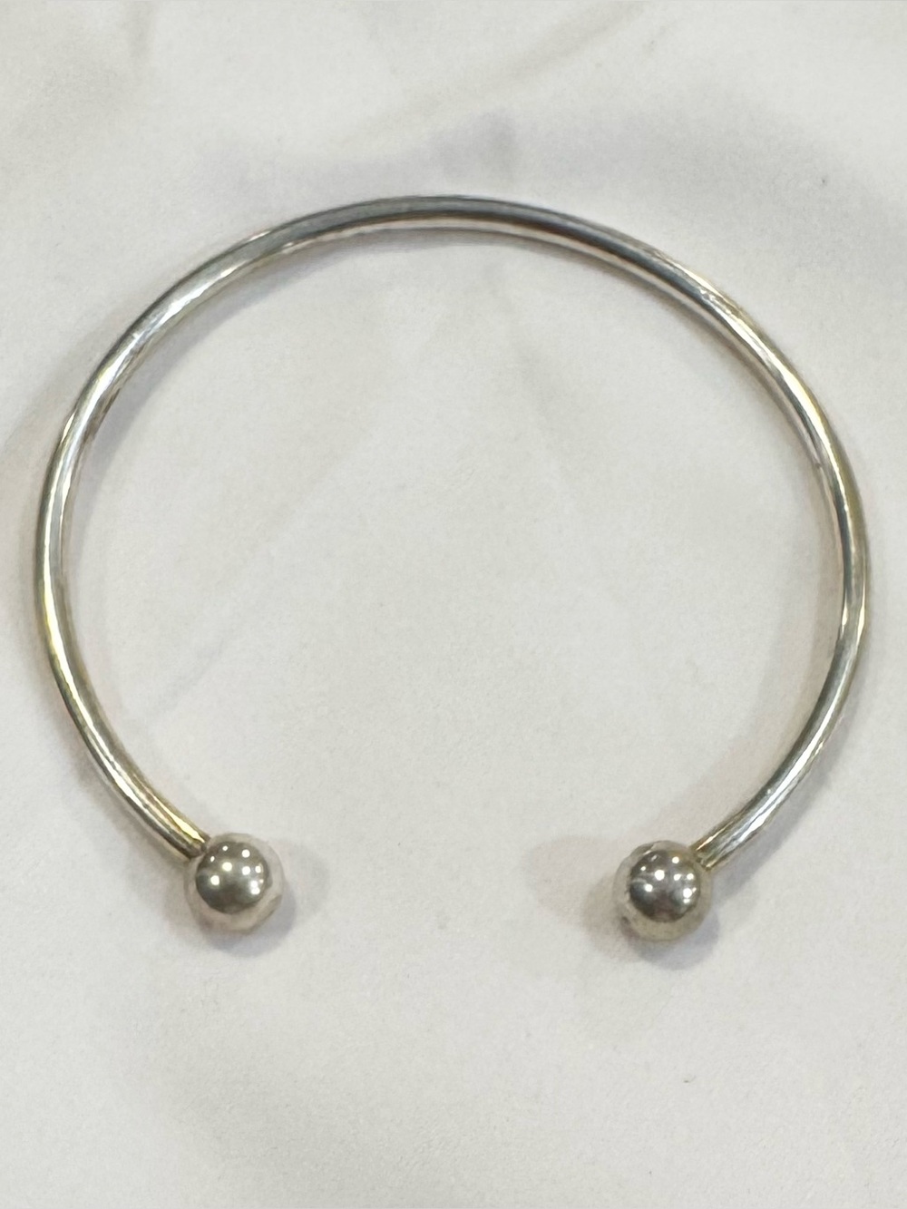 Polished Silver Open Cuff Bracelet with Ball Ends SKU 113